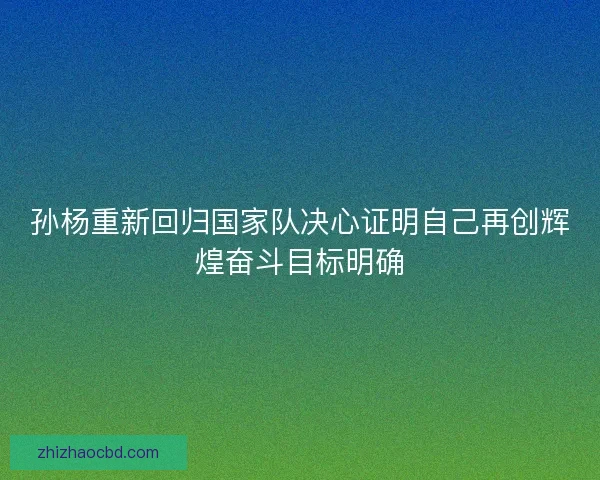 孙杨重新回归国家队决心证明自己再创辉煌奋斗目标明确 孙杨重新回归国家队决心证明自己再创辉煌奋斗目标明确